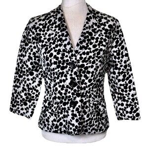 Women’s Mod Retro Black & White Polka Dot Cropped Blazer Tailored Jacket Sz Med